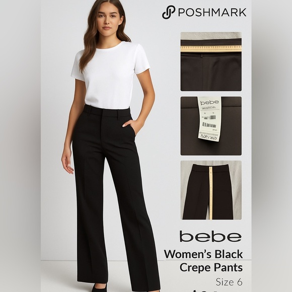 Bebe Wide Leg Black Dress Pants Size 6 - Picture 1 of 10